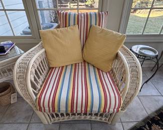 Cane Chair w/Cushion, Pillows