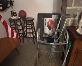 Bags Game, Flag, Stools, Walker