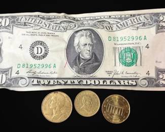 1969A Series U.S. Twenty Dollar Bill Foreign Coins