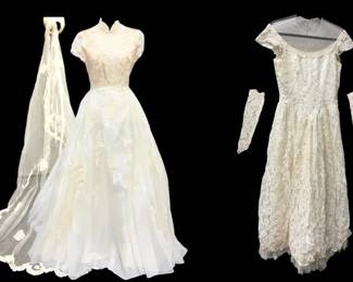 Two Vintage Lace Wedding Dresses