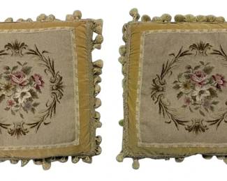 Two 17 x 16 Needlepoint Pillows