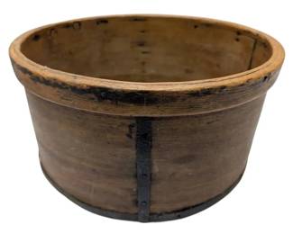Antique Round Wood Metal Box