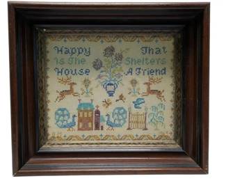 Happy Is The House That Shelters A Friend Needlepoint