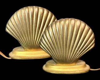 Vintage Brass Clamshell Lamps