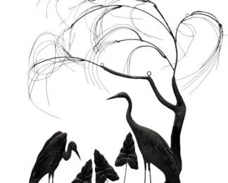 Birds And Tree Wall Hanging Metal Sculpture