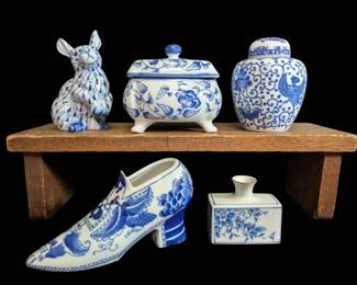 Blue White Porcelain Rabbit, Shoe  More