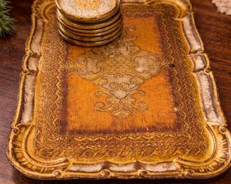 Vintage Orange Decorative Wood Plate, Italy, 1960s