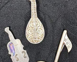 Sterling Silver Musical Pins