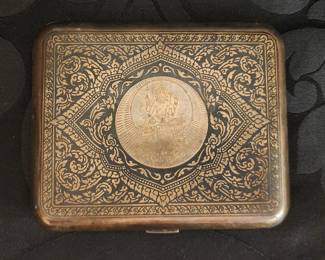 Sterling Silver Engraved Cigarette Box
