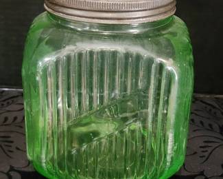 Uranium Depression Glass Cookie Jar