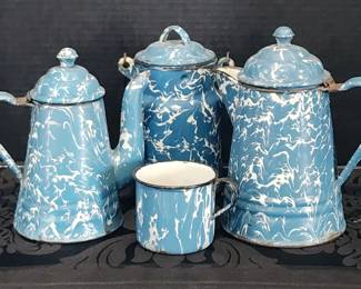 Blue & White Swirl Enamelware