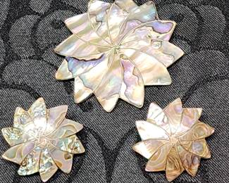 Abalone Brooch and Earrings