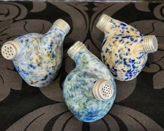 Stoneware Spongeware Salt and Pepper Shakers