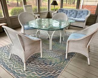 Great wicker table with four chairs $150