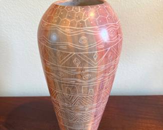 African etched soapstone vase