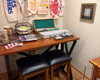 Flip top folding bar table w/2 stools