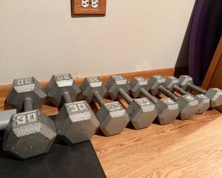 10pc cast iron Hex weights 5lb-30lb