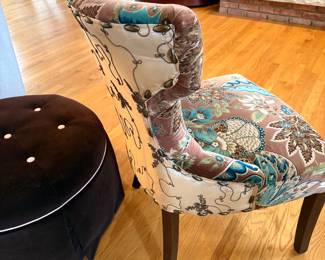 Pier 1 microsuede, embroidered, button tuft accent chair