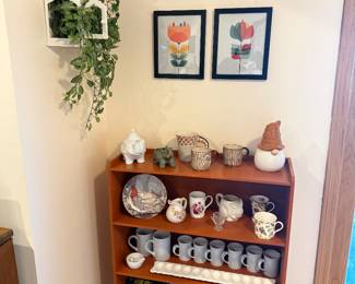 MCM bookshelf & wall decor