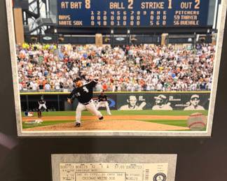 Framed commemorative White Sox Mark Buehrle’s perfect game w/game ticket 