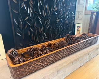 48” hand-carved dough bowl centerpiece 