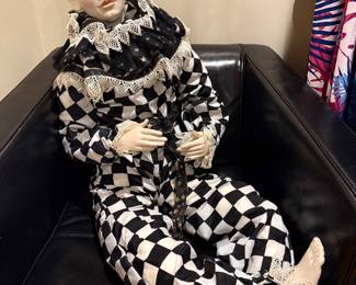 Hand painted huge porcelain harlequin/jester