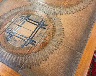 Danish mid century teak woods coffee table w/tile inlay by Johannes Anderson