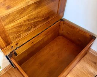 This End Up wooden storage bench/chest with cushion