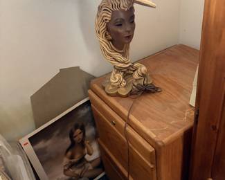 vintage Mid-Century Modern figural chalkware table lamp