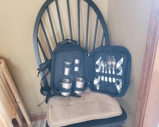 side chair & picnic supplies