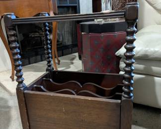 English Oak Spindle Magazine Rack