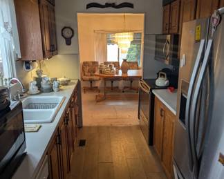 Dining table with chairs, JBX portable stereo, recliner sofas, recliner,  coffee table, side tables, bed tech frame, medical bed with automatic lift, grill Master, knick knacks, China sets, pots and pans, Queen Simmons mattress, dresser with mirror, tall dresser, microwaves, cleaning supplies, outdoor figurines, outdoor furniture, wall art, lamps, Christmas decorations, medical supplies, men's clothing