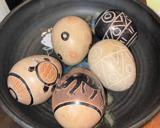 Kenyan carved soapstone eggs