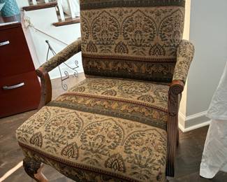 Animal print wood carved chair