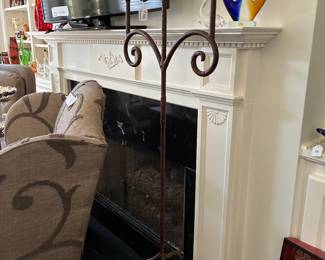 Biscottini  Wrought iron floor Candlestick holder 70"T