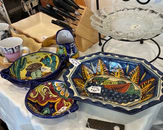Talavara  and other Mexican pottery.  Henkel knives