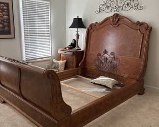 American Drew bed- Queen Size also selling 1 American Drew night table,  and large 6 drawer chest of drawers