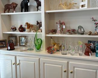 Wonderful decorative items featuring Art Glass, leather animals and more