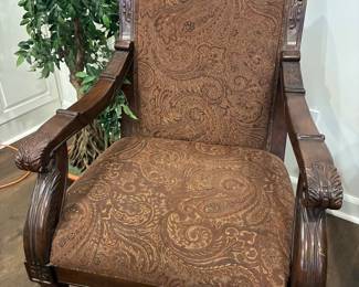 Carved wood frame chair