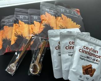 Five Packets Of Ryze Mushroom Coffee 3 Packets Of Ceylon Cinnamon W 2 Bonus Spoons
