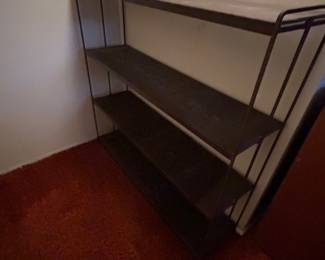 Brown metal shelves