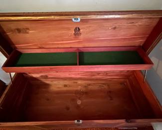 Lane Cedar Hope Chest with green felted trays