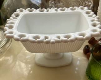 milk glass dish, we have many Milk Glass pieces