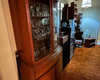 Art Deco style Hutch or China Cabinet, glass doors on top, middle drawer and cabinet area below.