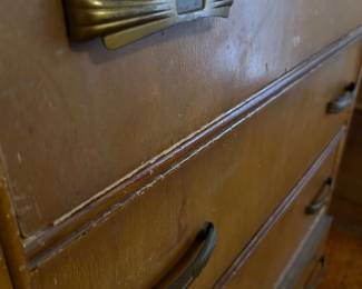 Vintage Art Deco handles that are on the Waterfall tall dresser