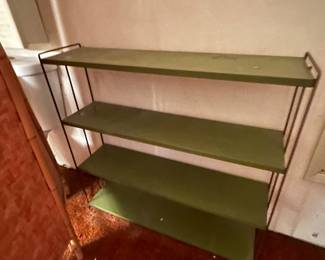 green metal shelves