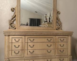 Solid wood dresser with mirror
