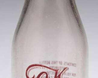O.K. Purity Maid Milk Bottle Pine Bluff 1939