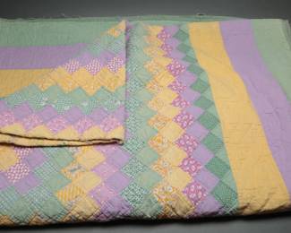 Patchwork Trip Around the World Quilt, 1930s–1940