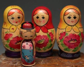 Russian Matryoshka Nesting Dolls, Hand Painted, 4